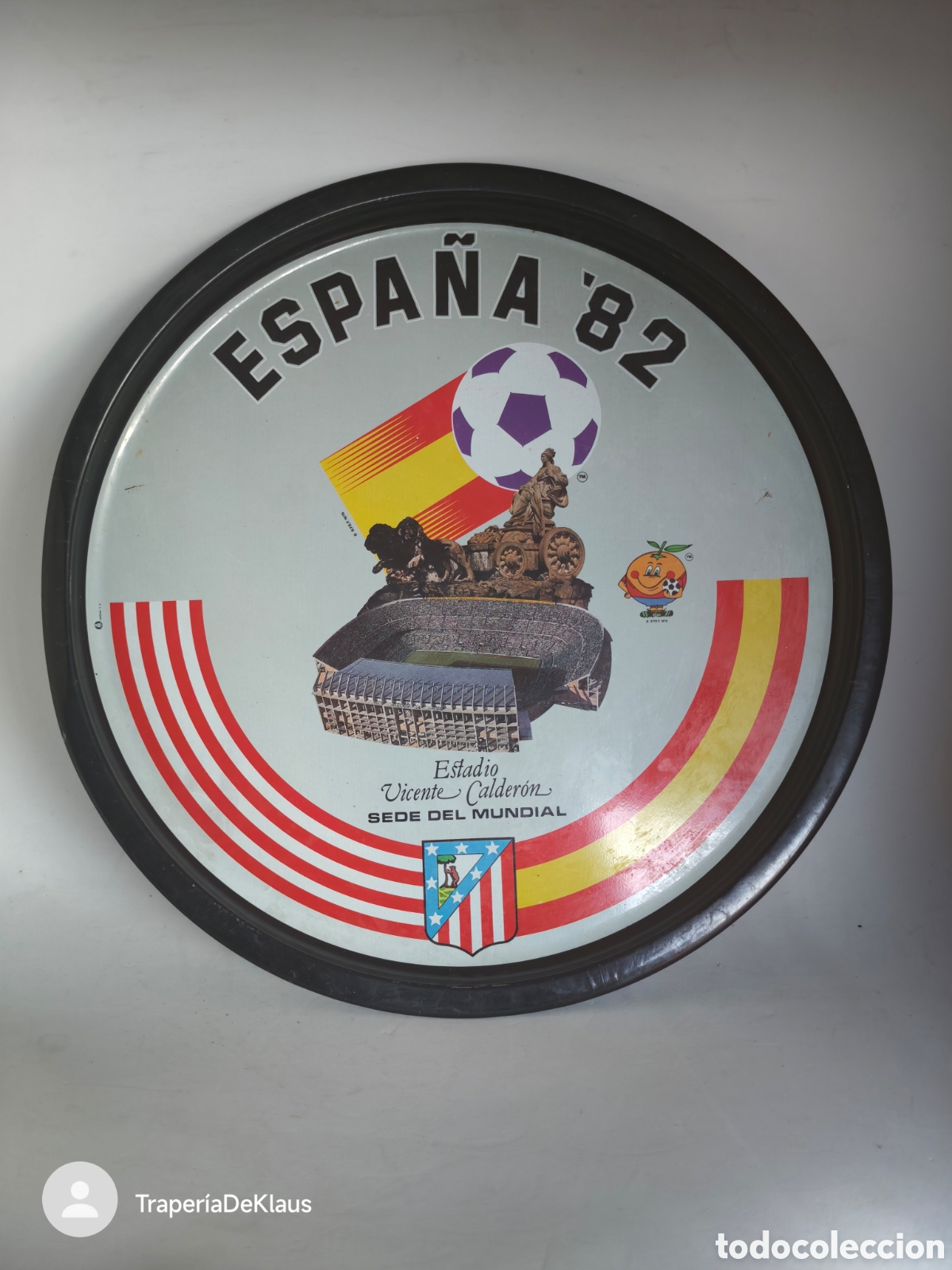 Colecionismo desportivo: Bandeja met&aacute;lica conmemorativa del Mundial Espa&ntilde;a '82 &ndash; Sede madrid - vicente calderon