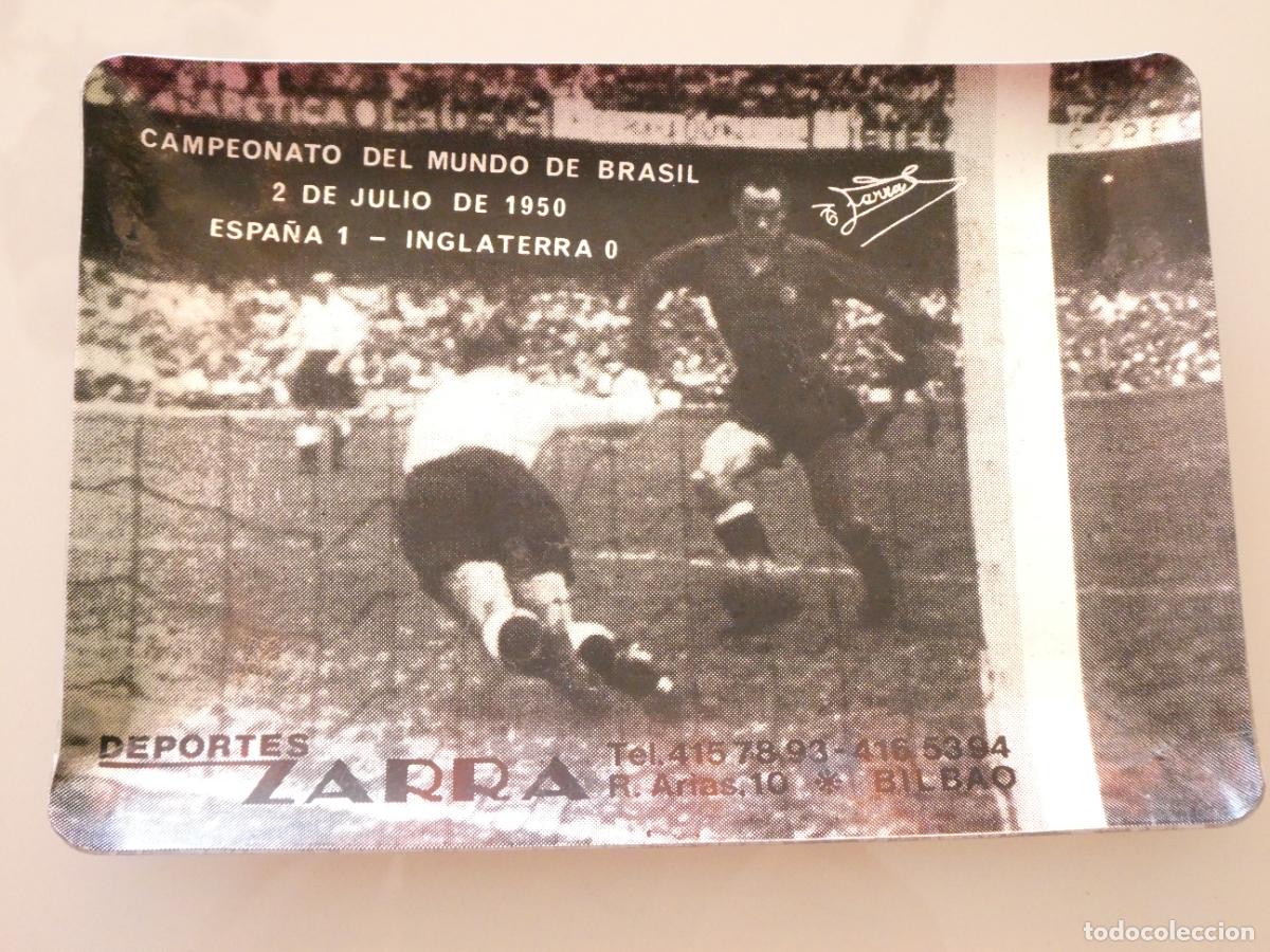 Collezionismo sportivo: BANDEJA ALUMINIO F&Uacute;TBOL. MUNDIAL BRASIL 1950. ESPA&Ntilde;A 1 - INGLATERRA 0. ZARRA BILBAO. 50GR