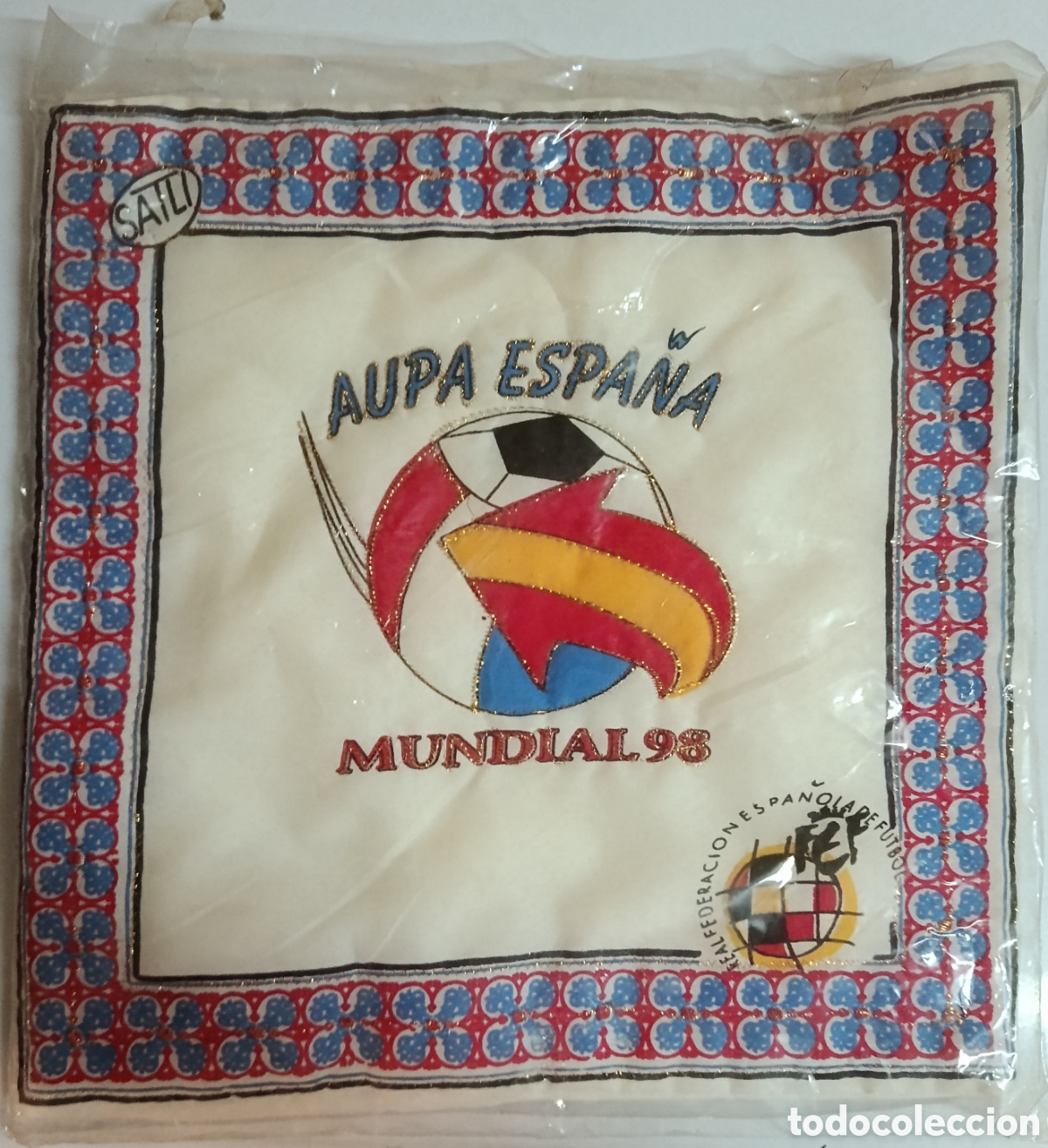 Coleccionismo deportivo: Funda de almohada Aupa Espa&ntilde;a Mundial 98, sin usar