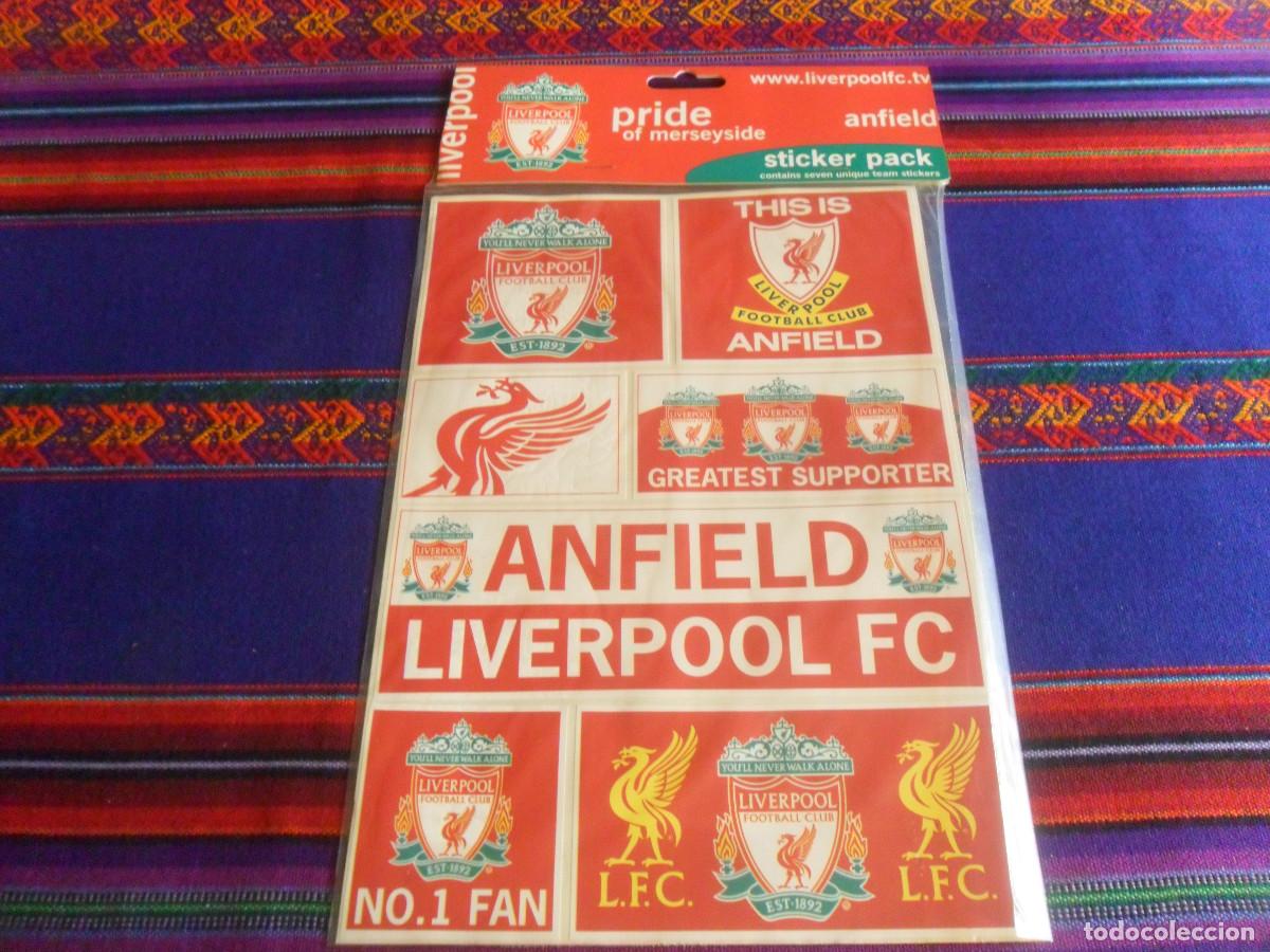 Coleccionismo deportivo: EN BLISTER, LIVERPOOL FC STICKER PACK 7 PEGATINA ADHESIVO. 2005. 36,5X21 CMS. DE LUJO.