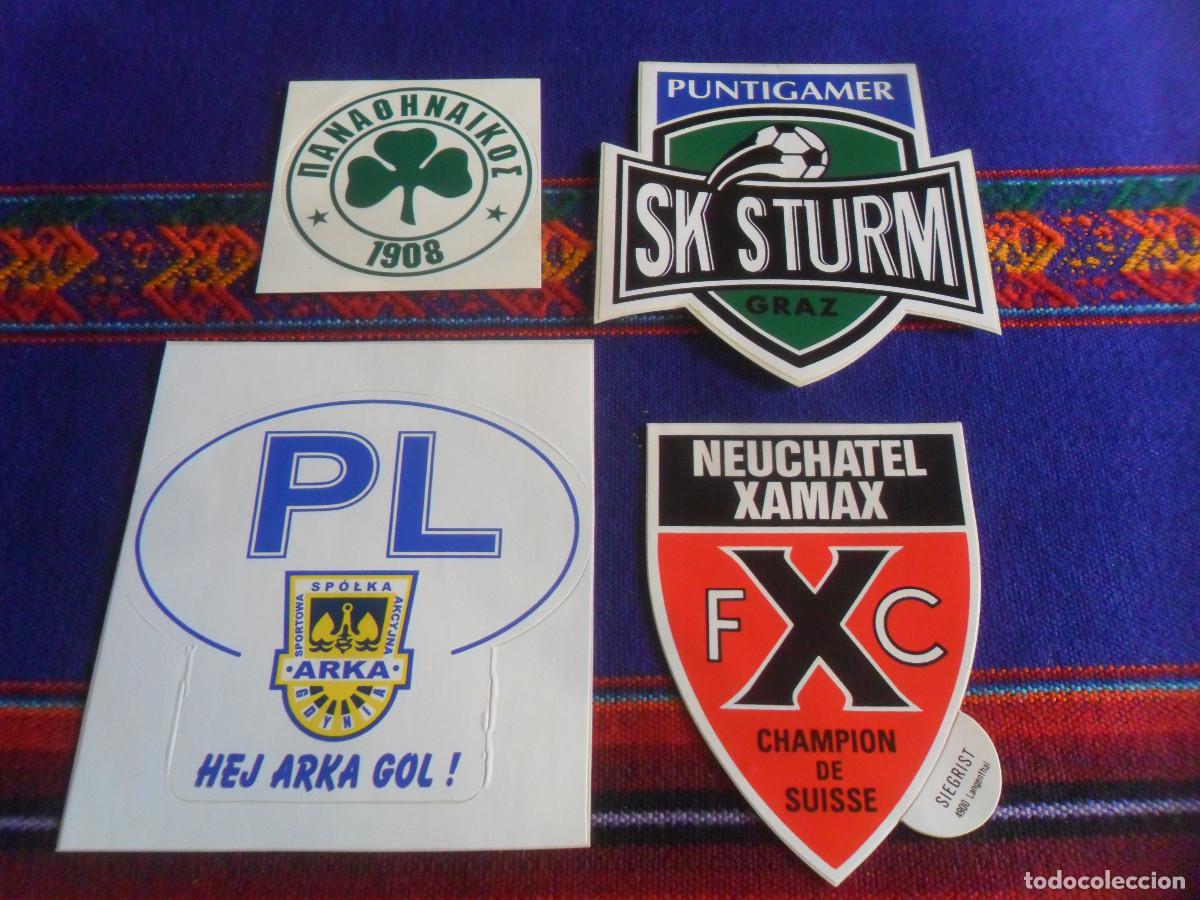 Sammelleidenschaft Sport: PEGATINA ESCUDO PANATHINAIKOS CF, NEUCHATEL XAMAX, SK STURM GRAZ Y ARKA SP&Oacute;LKA GDYNIA. RAROS. BE.