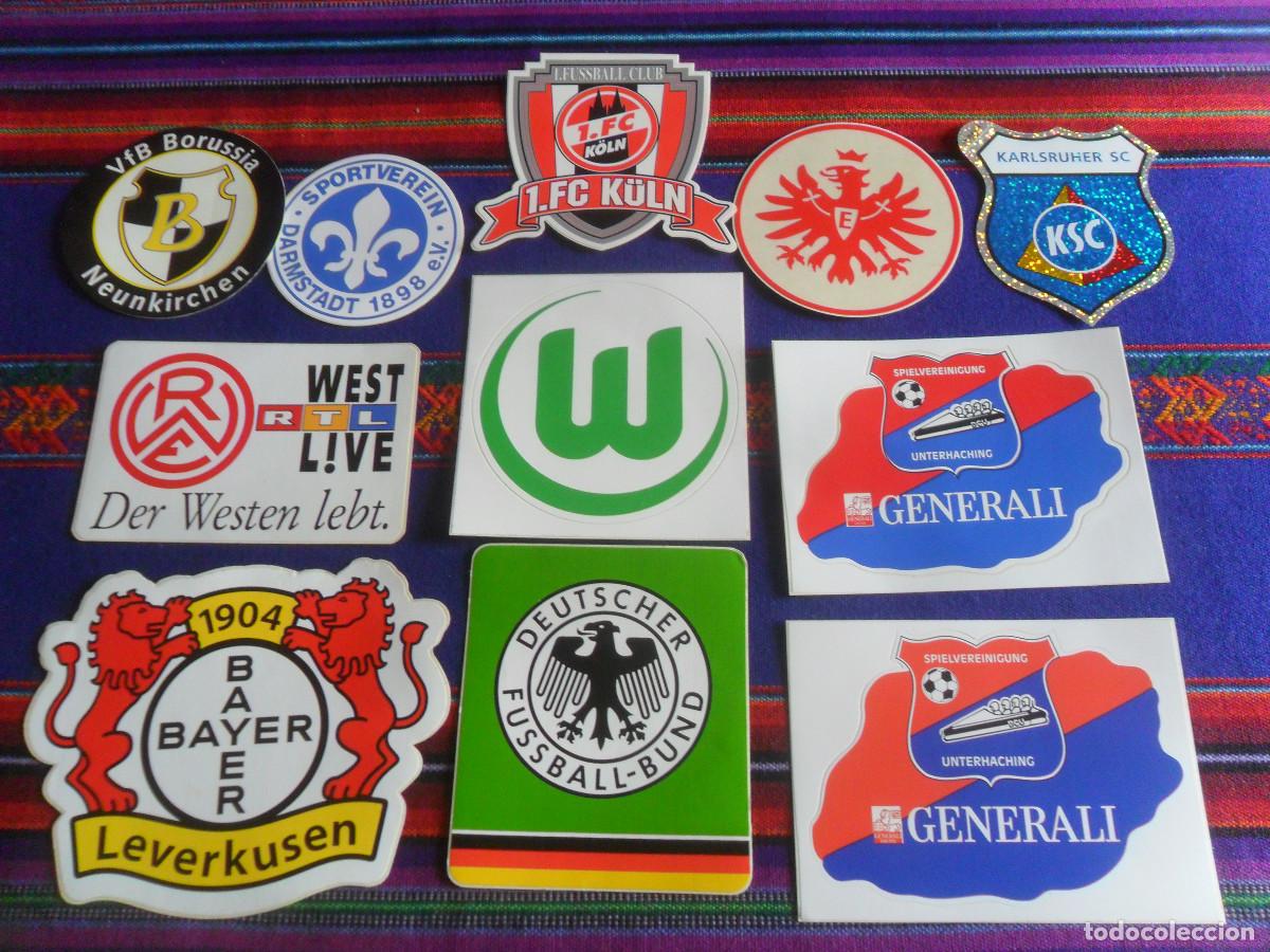 Sammelleidenschaft Sport: 10 PEGATINA ESCUDO F&Uacute;TBOL CLUB ALEMANIA BAYER LEVERKUSEN WOLFSBURGO COLONIA EINTRACHT KARLSRUHER....