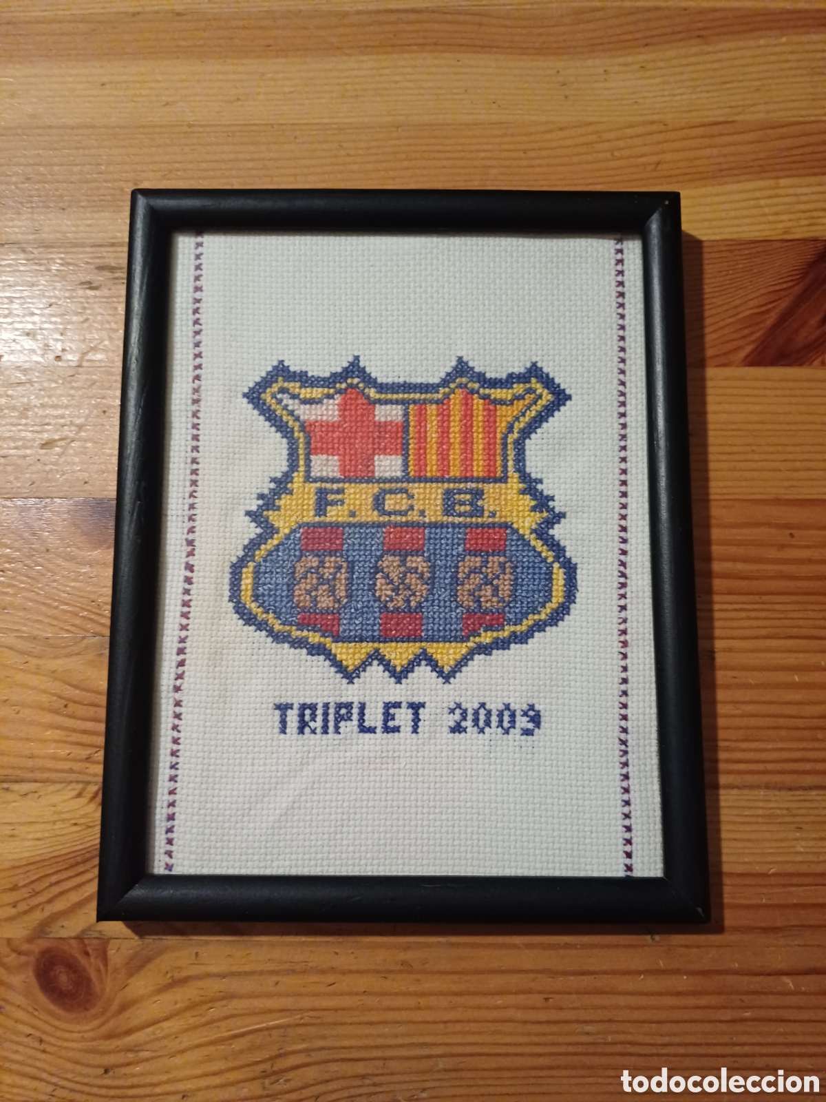 Coleccionismo deportivo: Cuadro ganchillo Futbol Club Barcelona Triplet 2009 Bar&ccedil;a