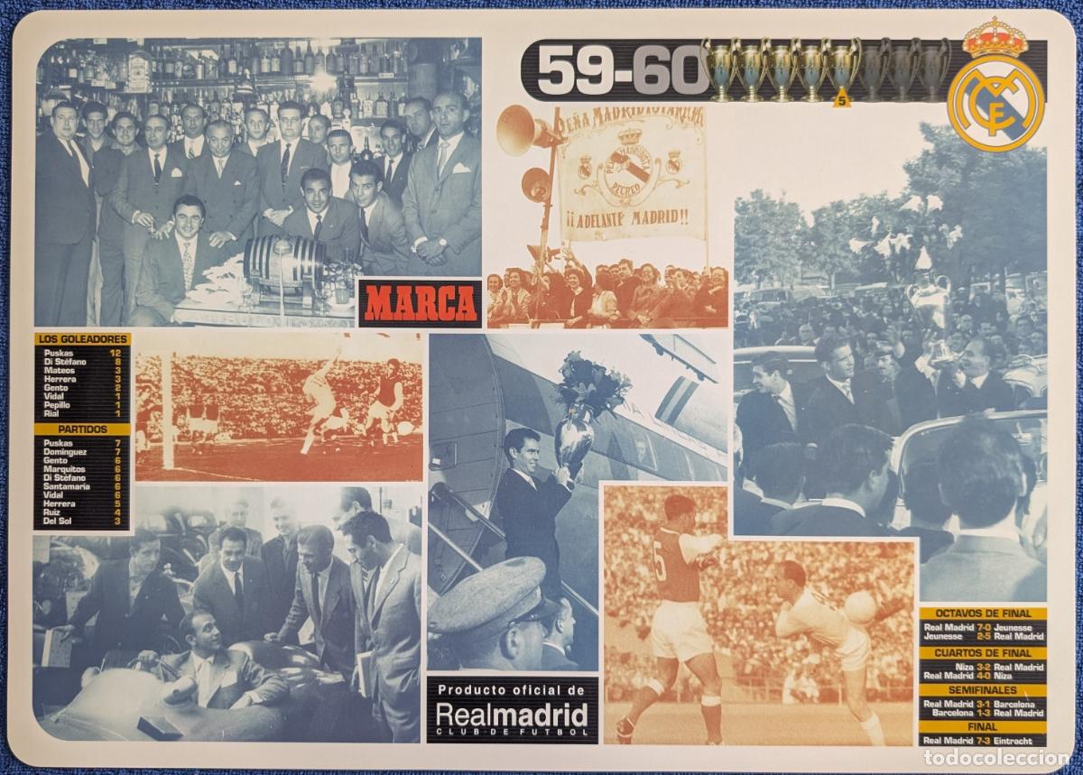 Coleccionismo deportivo: Mantel individual oficial del Real Madrid - 5&ordf; COPA de Europa 1959-60 - Marca (2002) &iexcl;Impecable!