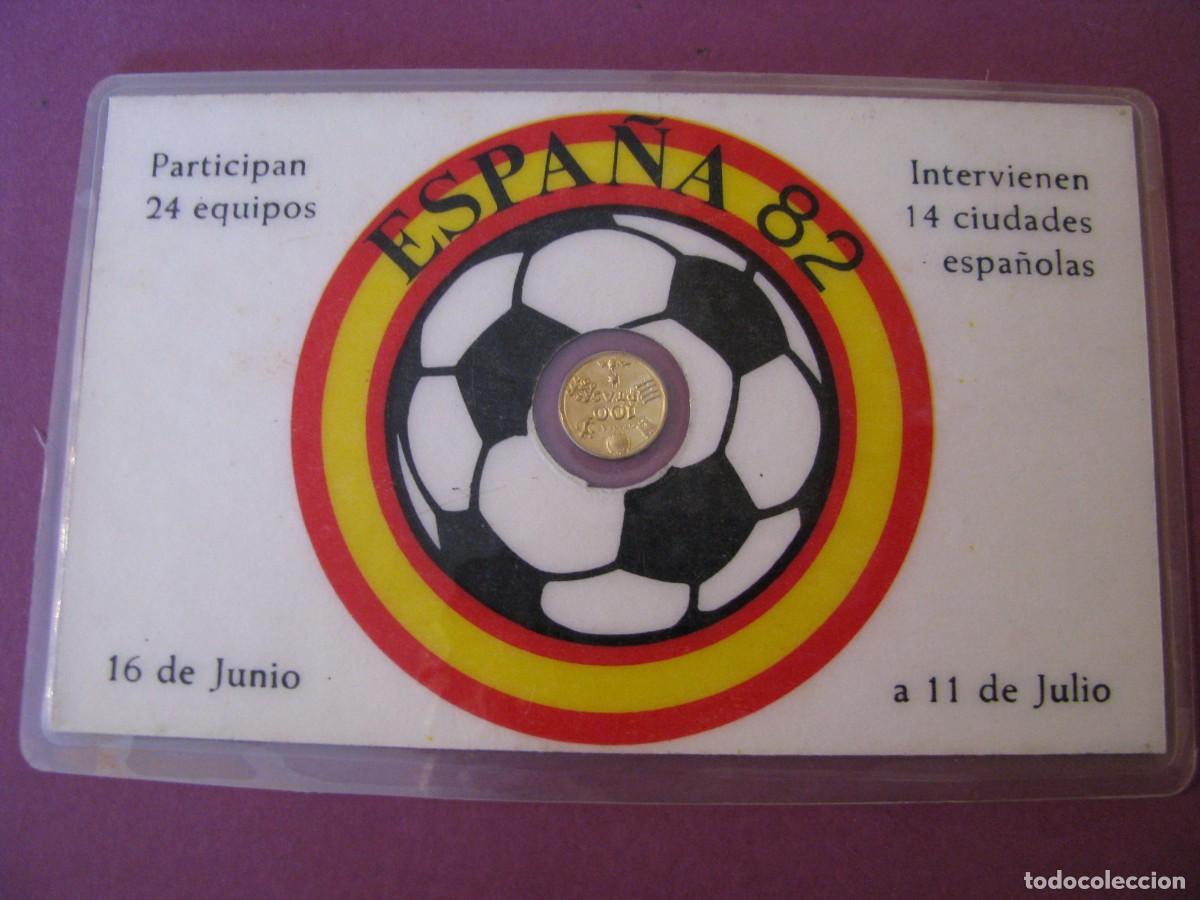 Coleccionismo deportivo: TARJETA PLASTIFICADA CON MONEDA CONMEMORATIVA: ESPA&Ntilde;A 82, ATLETICO BILBAO