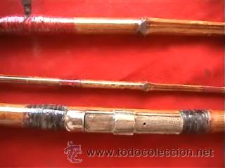 caña pescar de bambu desmontable en tres piezas - Comprar Material antigo  de outros Desportos no todocoleccion