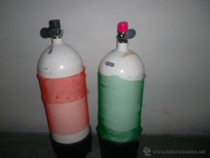 Coleccionismo deportivo: lote de 2 botellas de oxigeno para bucear - Foto 1