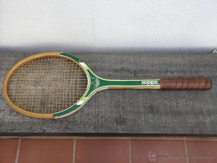 cordura Escuela primaria arbusto antigua raqueta de tenis de madera adidas biarr - Compra venta en  todocoleccion