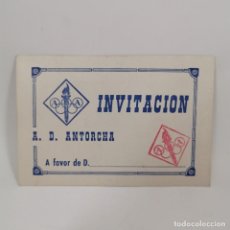 Coleccionismo deportivo: INVITACION - A. D. ANTORCHA - INVITACIÓN - CLUB DE LLEIDA (LÉRIDA) AÑOS 60 - DOCUMENTO DEPORTIVO
