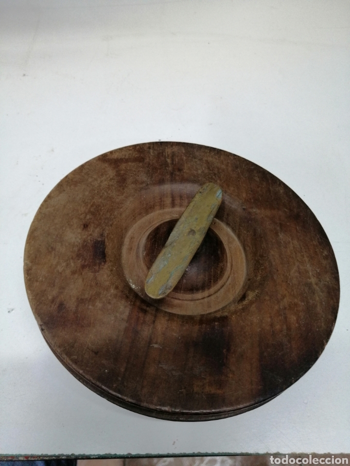 Coleccionismo deportivo: Antiguo Carrete de madera y bronce - Foto 6