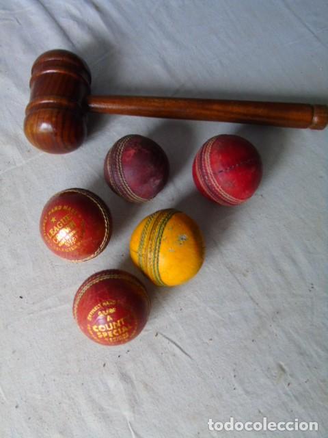 Colecionismo desportivo: cricket pelota y mazo lote de 5 pelotas y mazo league crown county special