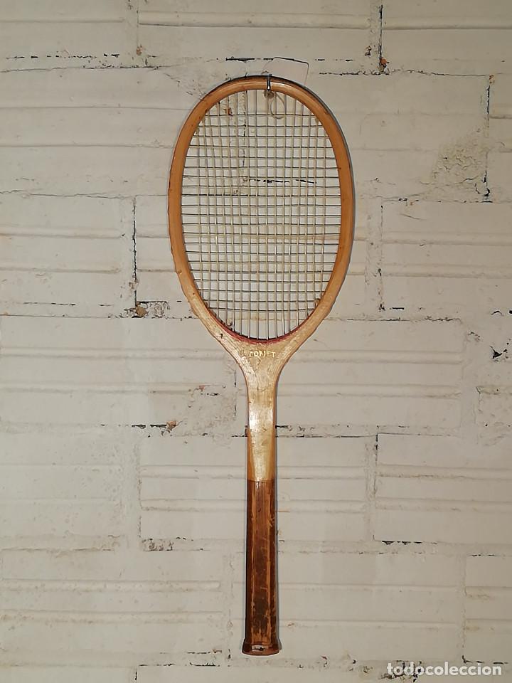 Coleccionismo deportivo: Raqueta de tenis antigua con tensor. - Foto 4