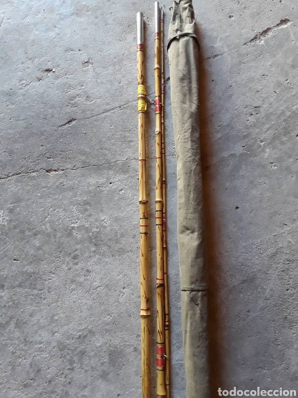 Coleccionismo deportivo: Ca&ntilde;a de bamb&uacute; con su funda, 340cm - Foto 3
