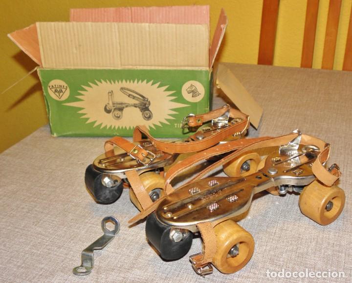 Coleccionismo deportivo: PATINES AYA NUEVOS EN CAJA RUEDAS MADERA SIN USAR A&Ntilde;OS 60 TIPO VELOZ PESADO