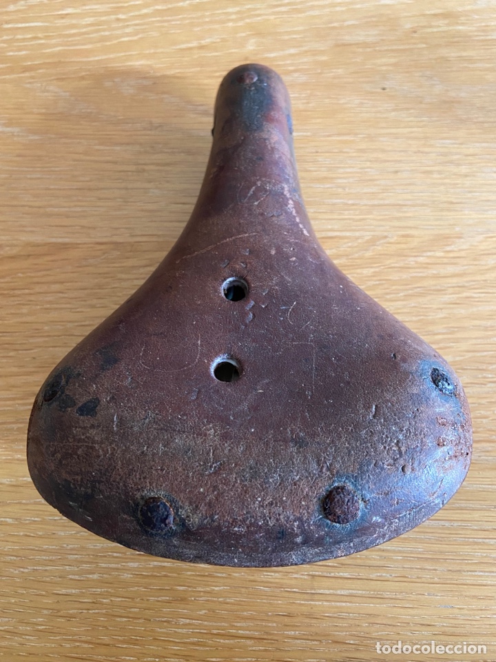 Coleccionismo deportivo: Antiguo sillin de cuero de bicicleta - Foto 7