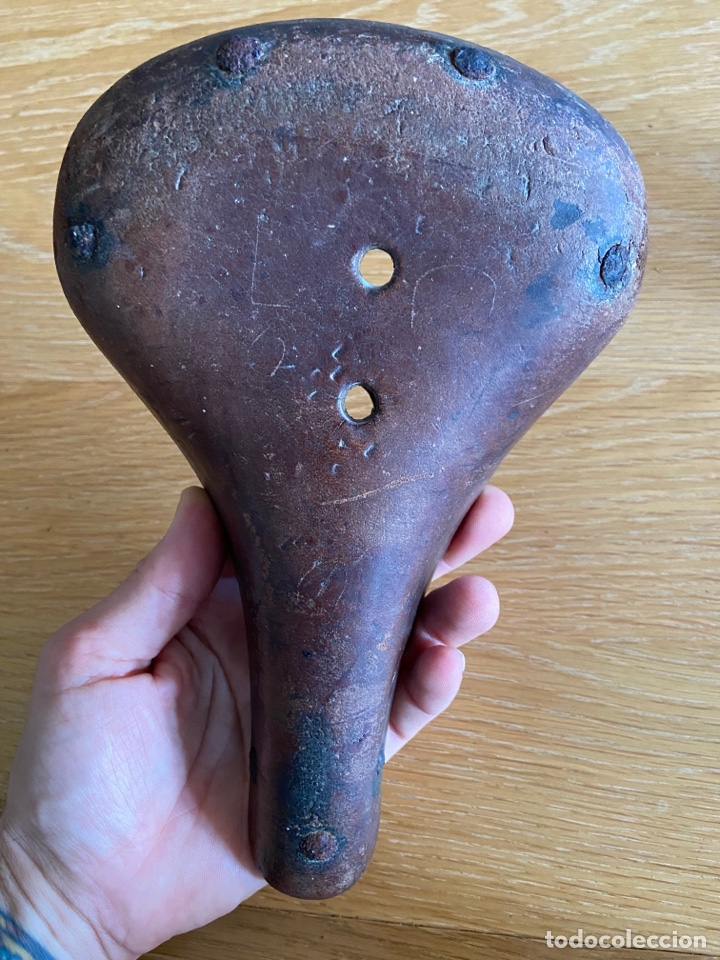 Coleccionismo deportivo: Antiguo sillin de cuero de bicicleta - Foto 14