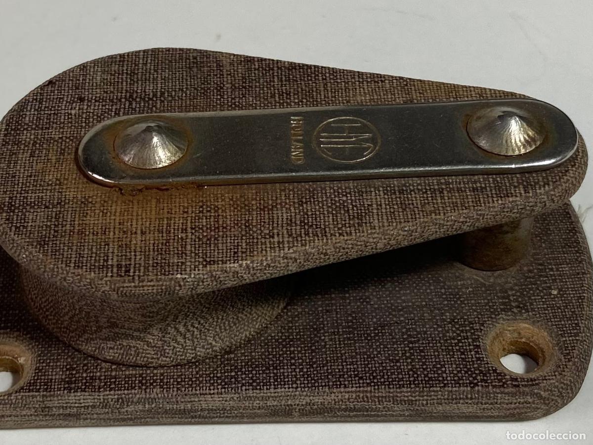 Collezionismo sportivo: 115-Roldana velero horizontal con placa de montaje en madera H Y E. Holland
