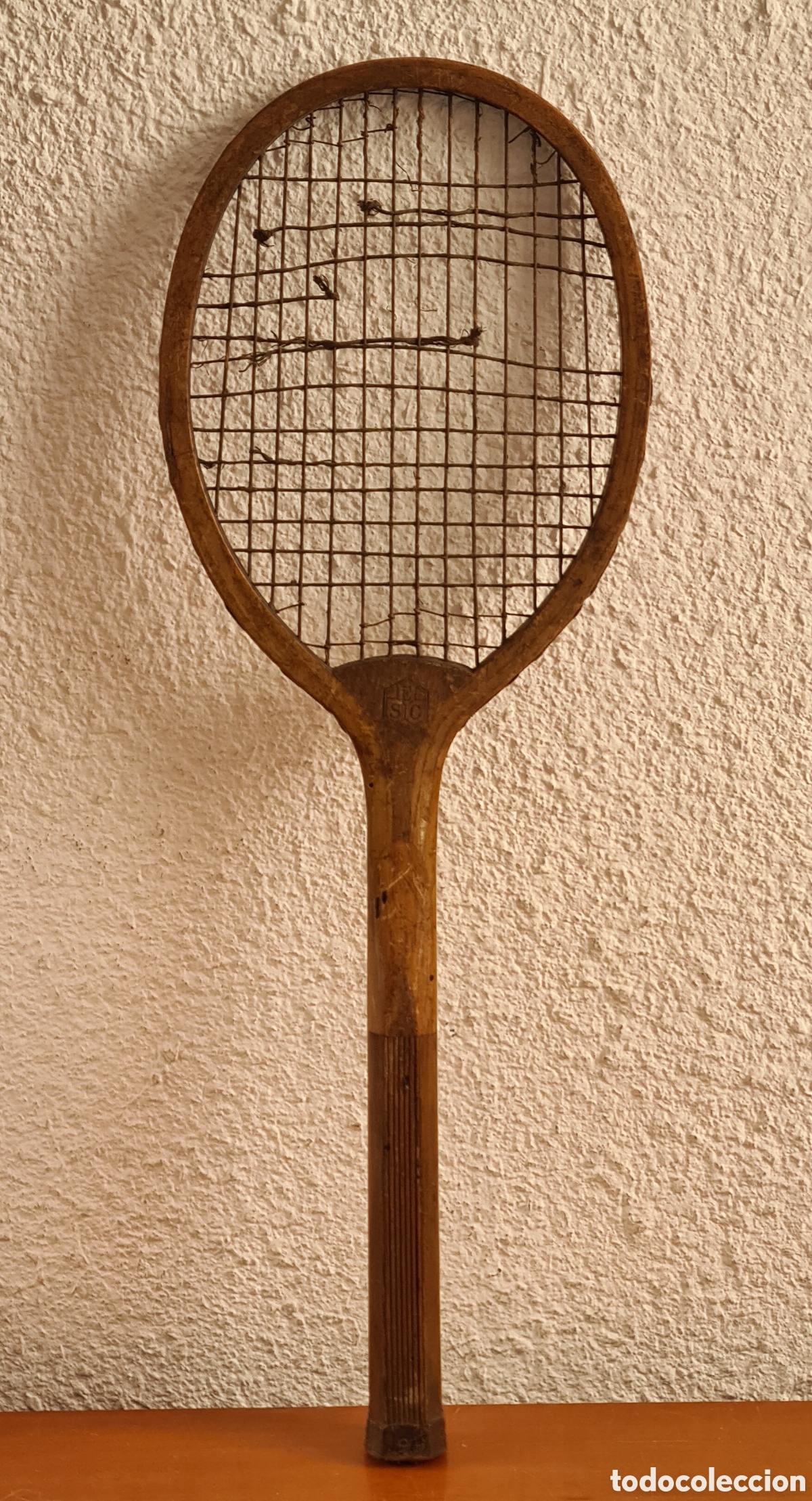 Sports collectibles: Antigua Raqueta E S C Junior para Ni&ntilde;os - Madera - Decoraci&oacute;n R&uacute;stica Vintage Deportiva