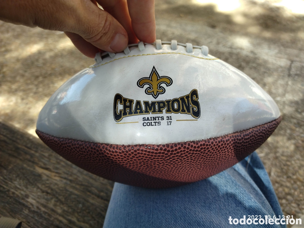 Collectionnisme sportif: SUPER BOWL XLIV 2010 NFL The blended products St Louis Co. Pelota RUGBY campe&oacute;n SAINTS frente COLTS