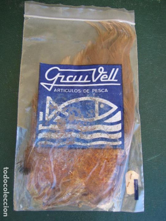 Collectionnisme sportif: 79.- Cuello de gallo marr&oacute;n para montaje de moscas y streamers. Grau Vell