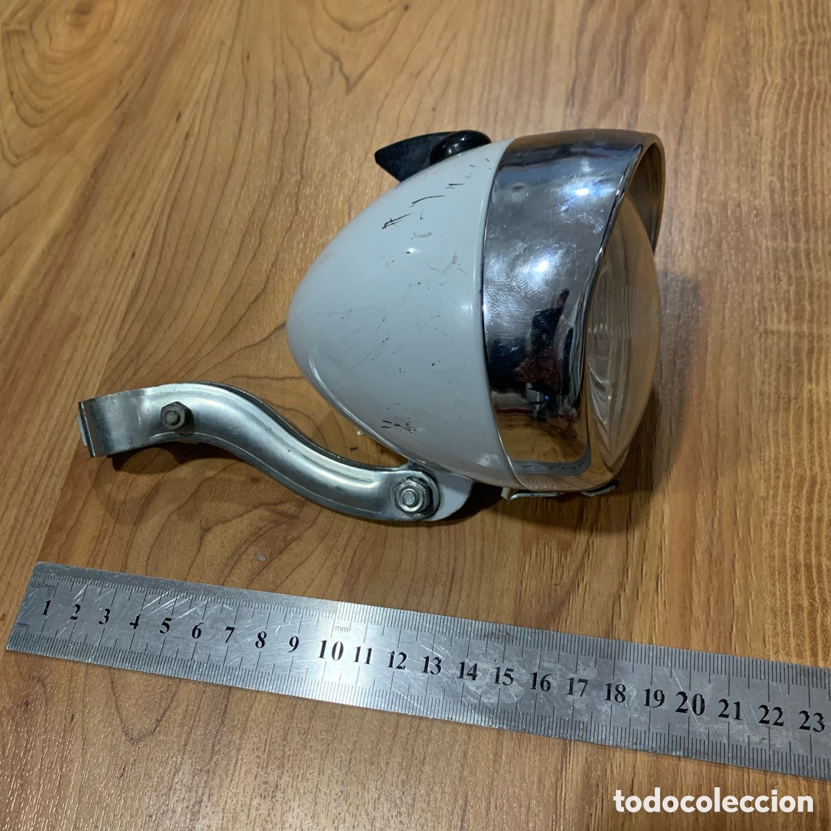 Sammelleidenschaft Sport: faro luz delantera bicicleta a&ntilde;os 60-70 rinder modelo 7 cromado y blanco con doble bombilla