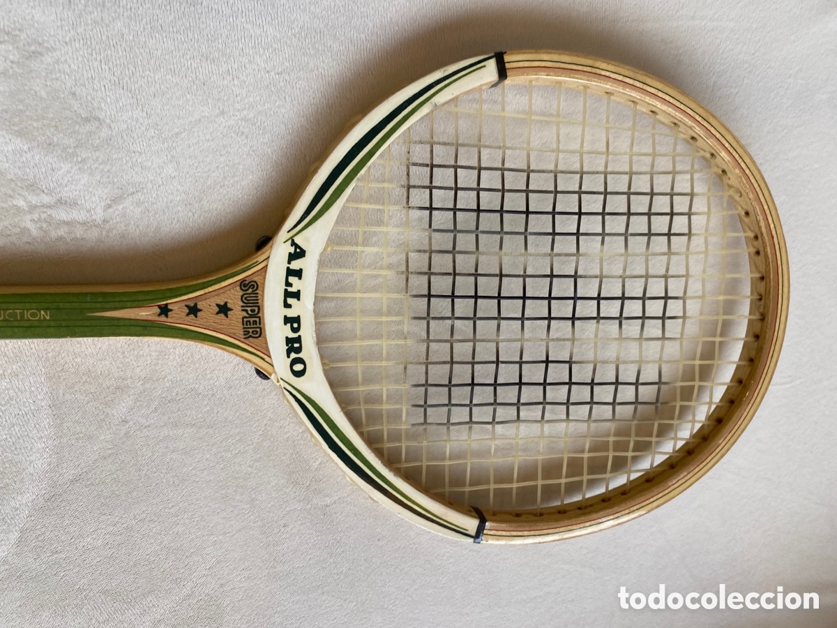 Coleccionismo deportivo: Raqueta de tenis de madera Allpro - Foto 2