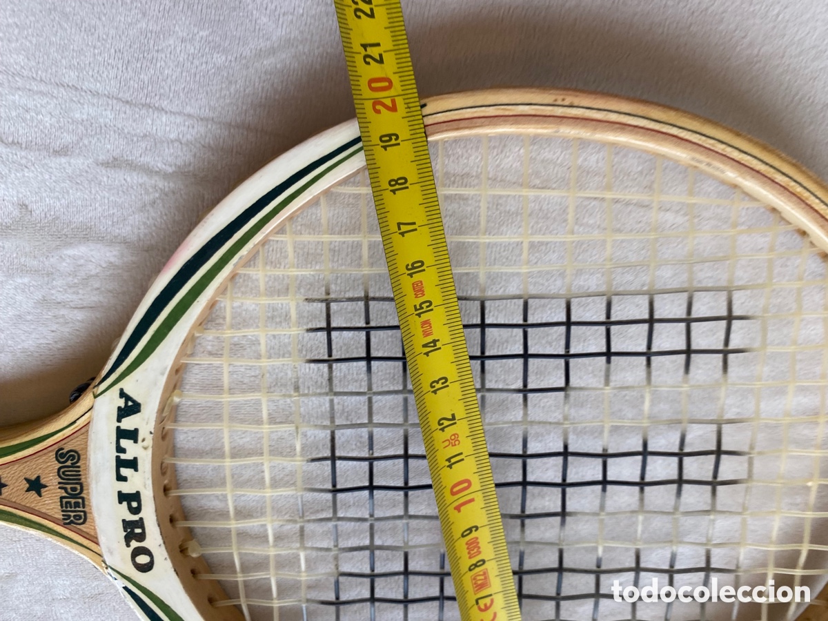Coleccionismo deportivo: Raqueta de tenis de madera Allpro - Foto 9