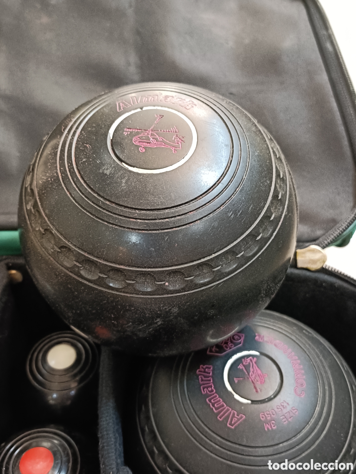 Coleccionismo deportivo: Conjunto de 8 Bolas inglesas con su bolsa original. - Foto 2