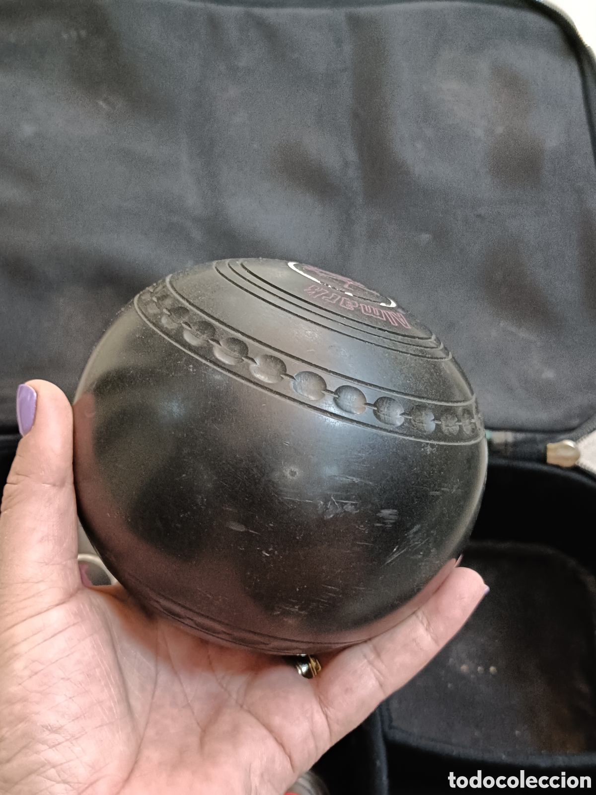 Coleccionismo deportivo: Conjunto de 8 Bolas inglesas con su bolsa original. - Foto 12