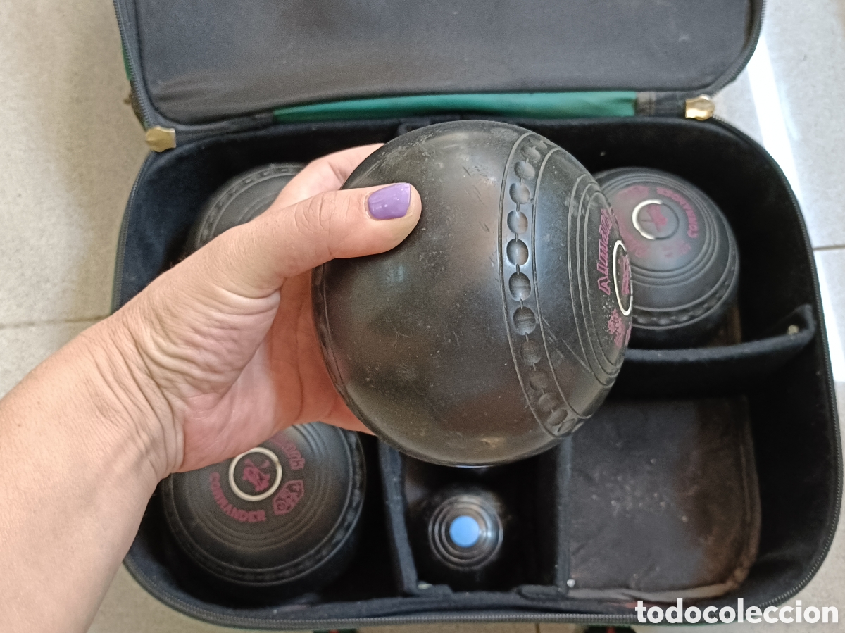 Coleccionismo deportivo: Conjunto de 8 Bolas inglesas con su bolsa original. - Foto 14