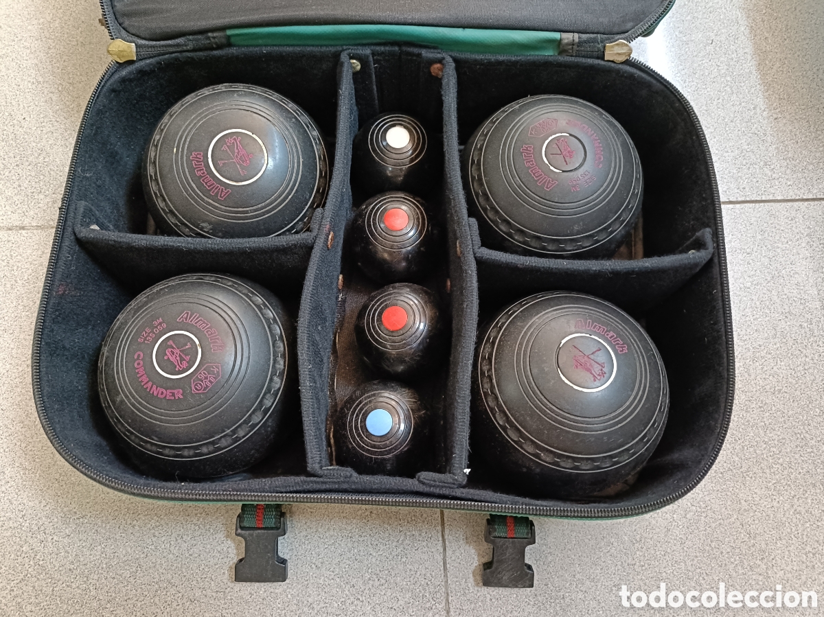 Coleccionismo deportivo: Conjunto de 8 Bolas inglesas con su bolsa original. - Foto 1