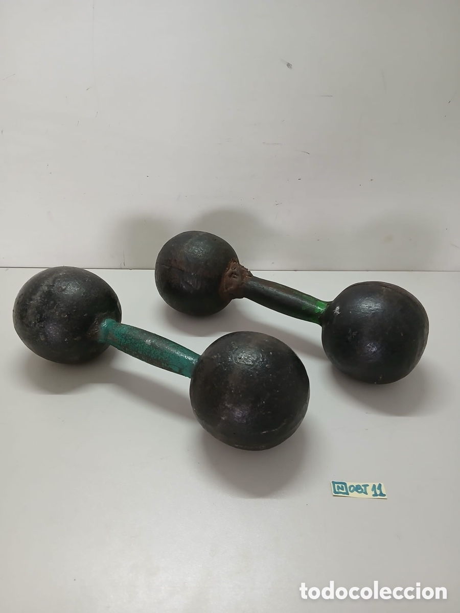 Coleccionismo deportivo: MUY ANTIGUAS PESAS DE MANCUERNA - Foto 1