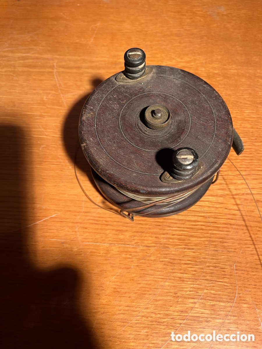 Coleccionismo deportivo: CARRETE PESCA ANTIGUO MADERA - Foto 6