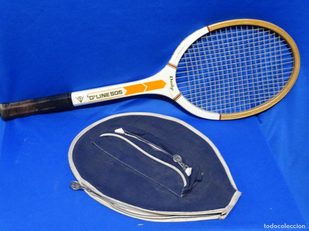 Coleccionismo deportivo: ANTIGUA RAQUETA MADERA DUNLOP D LINE 505 NARANJA. CON FUNDA.