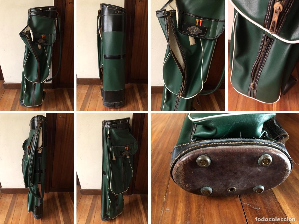 Coleccionismo deportivo: Juego de Golf vintage antiguo con bolsa de cuero y 12 palos de golf (2 Drivers+9 Hierros+1 Putter).