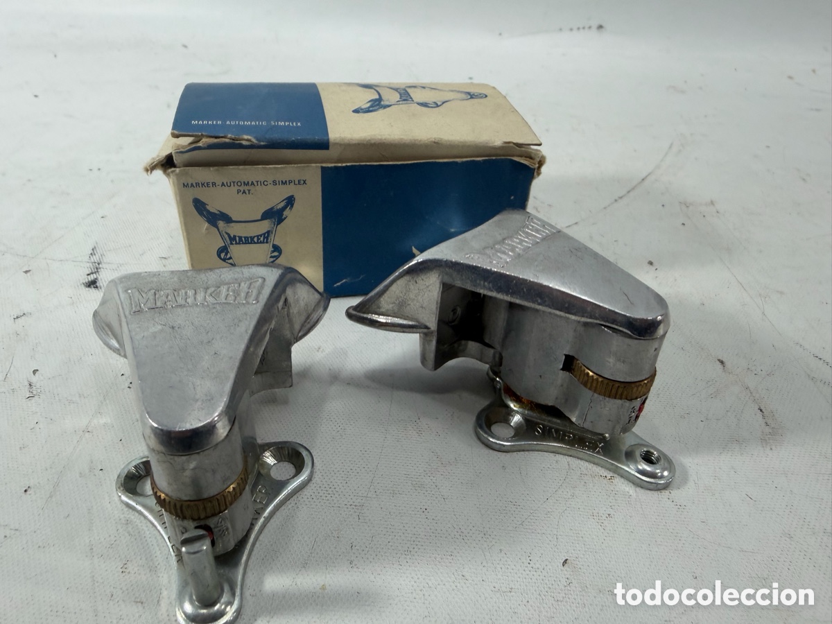 Colecionismo desportivo: Antiguas fijaciones de esqu&iacute; Marker Automatic Simplex con caja original