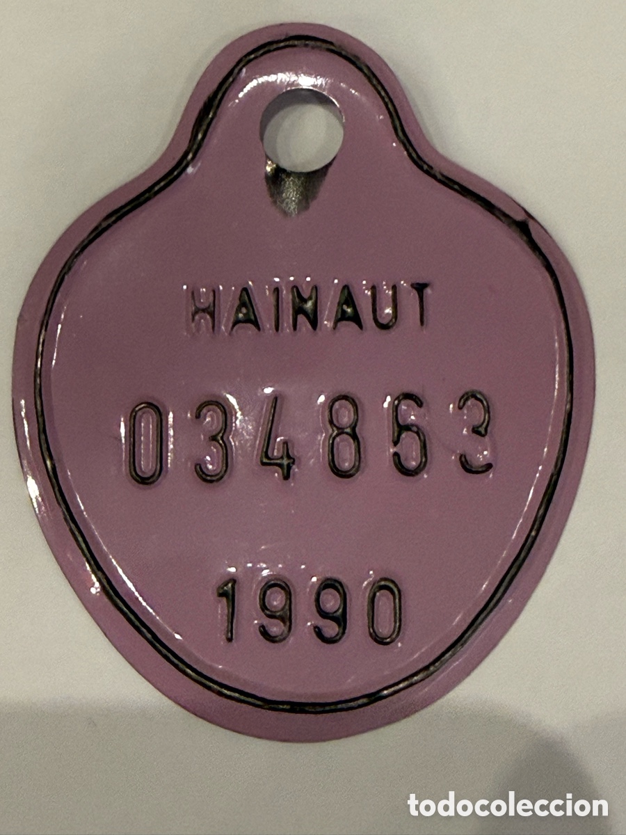 Coleccionismo deportivo: Matricula o placa de bicicleta de hainaut (belgica) ańo 1990