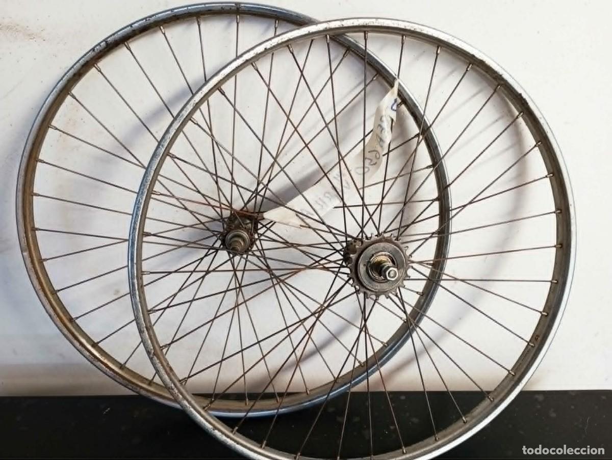 Coleccionismo deportivo: luego 2 ruedas bicicleta orbea varillas, delantera, trasera, clasica, original, autenticas