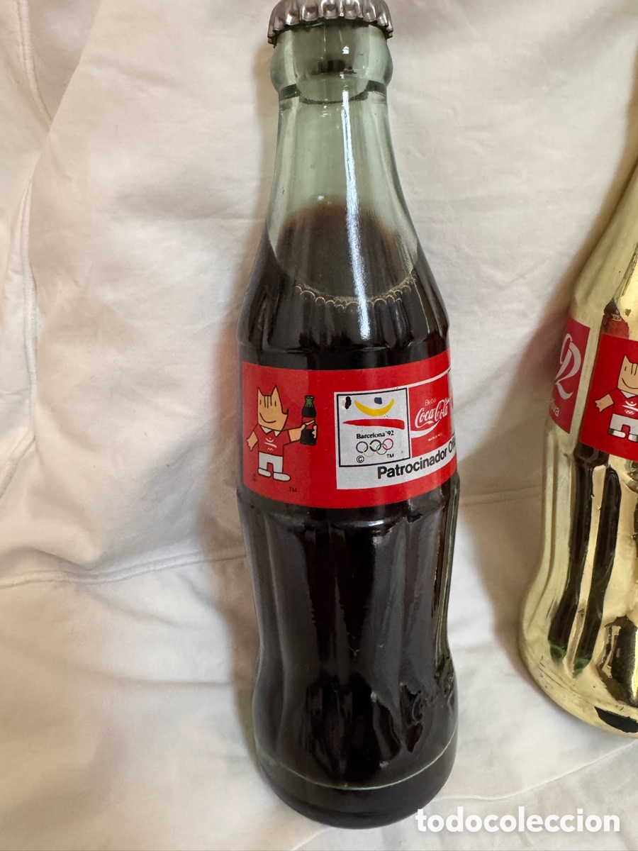 Coleccionismo deportivo: Tres botellas Coca Cola a&ntilde;o 92 - Foto 2