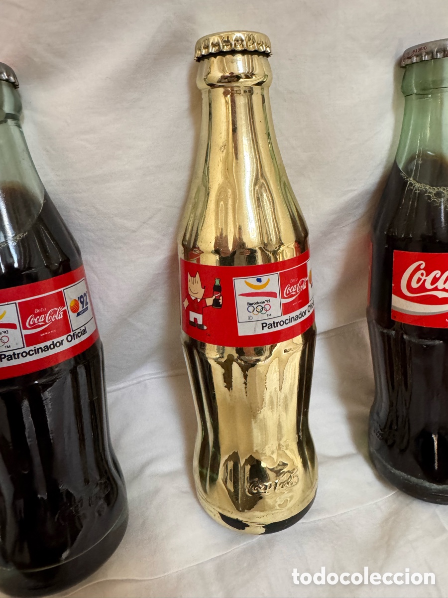 Coleccionismo deportivo: Tres botellas Coca Cola a&ntilde;o 92 - Foto 3