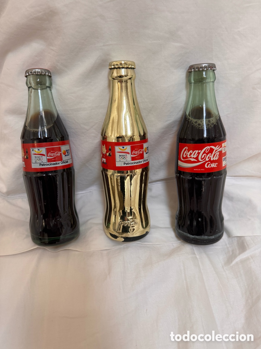 Coleccionismo deportivo: Tres botellas Coca Cola a&ntilde;o 92