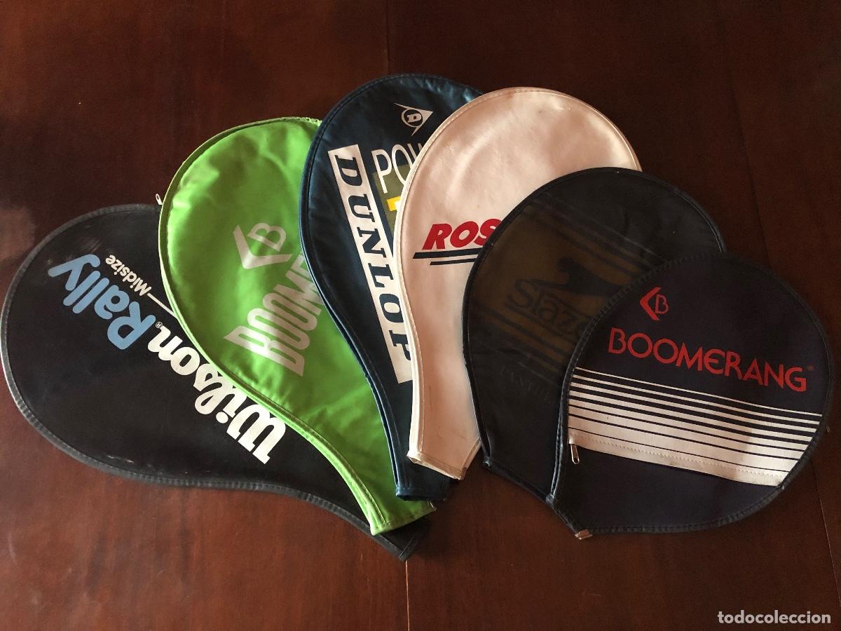 Coleccionismo deportivo: Antiguas fundas de raqueta vintage de tenis o frontenis Boomerang/Dunlop/Rossignol/Slazenger/Wilson