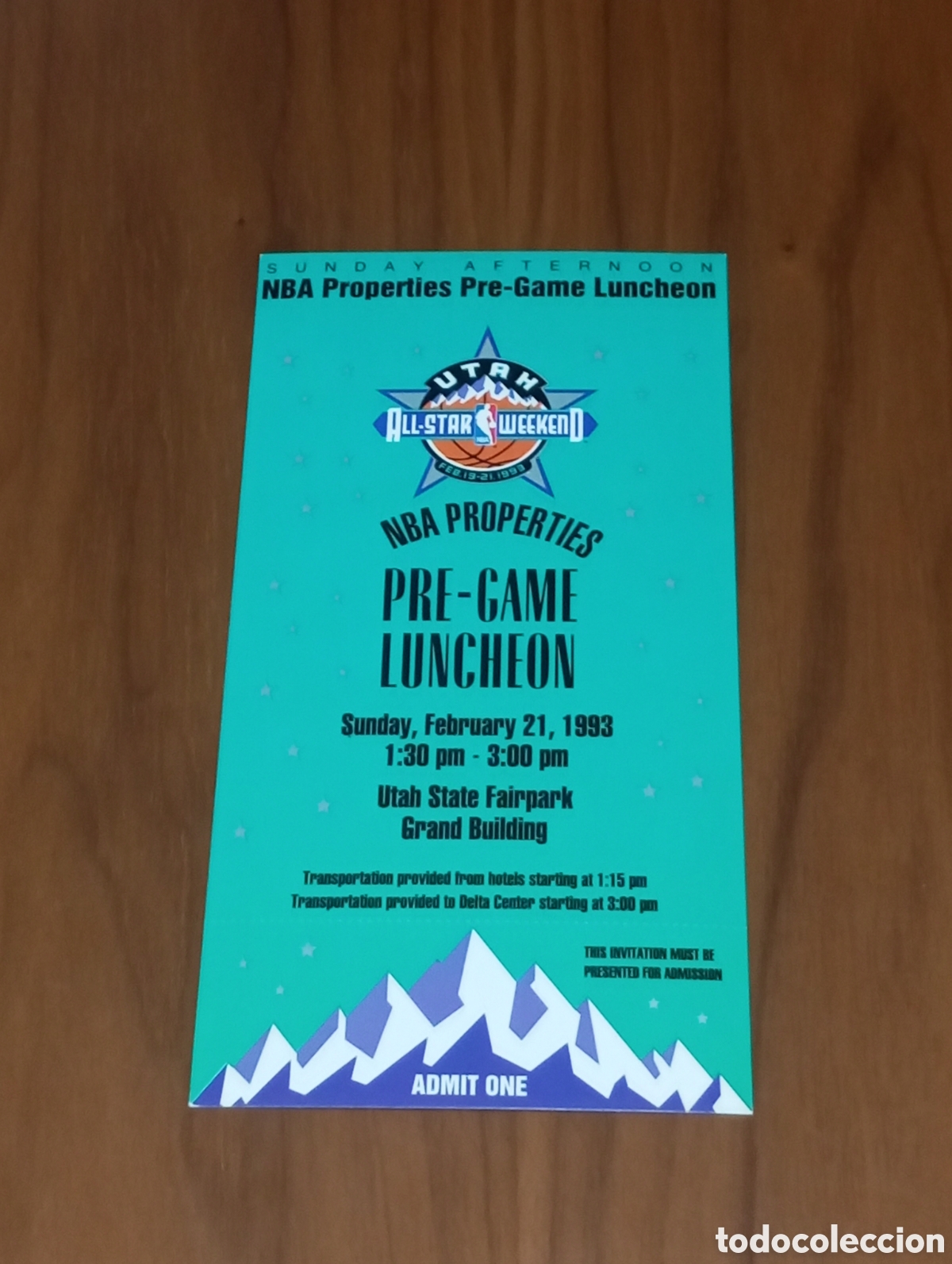 Coleccionismo deportivo: ENTRADA ENTERA NBA ALL STAR 1993 UTAH PRE-GAME LUNCHEON