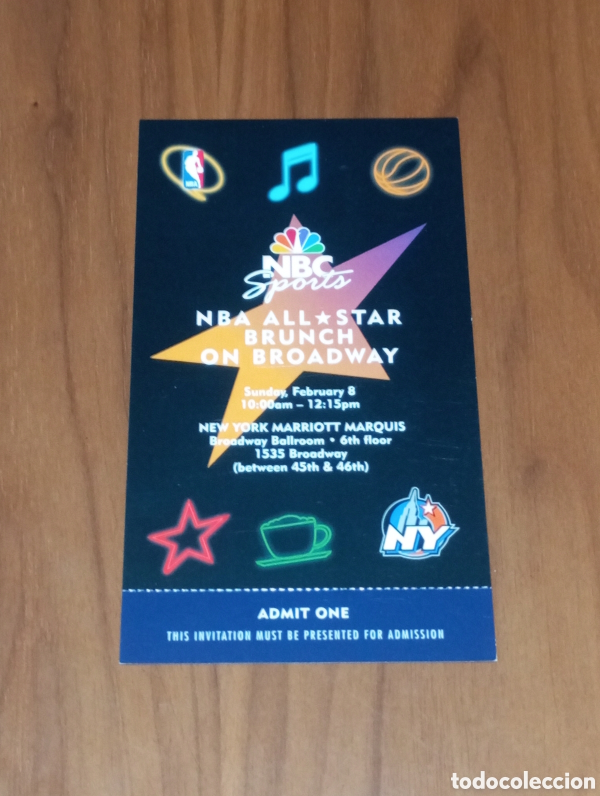 Coleccionismo deportivo: ENTRADA ENTERA NBA ALL STAR 1998 NEW YORK BRUNCH ON BROADWAY