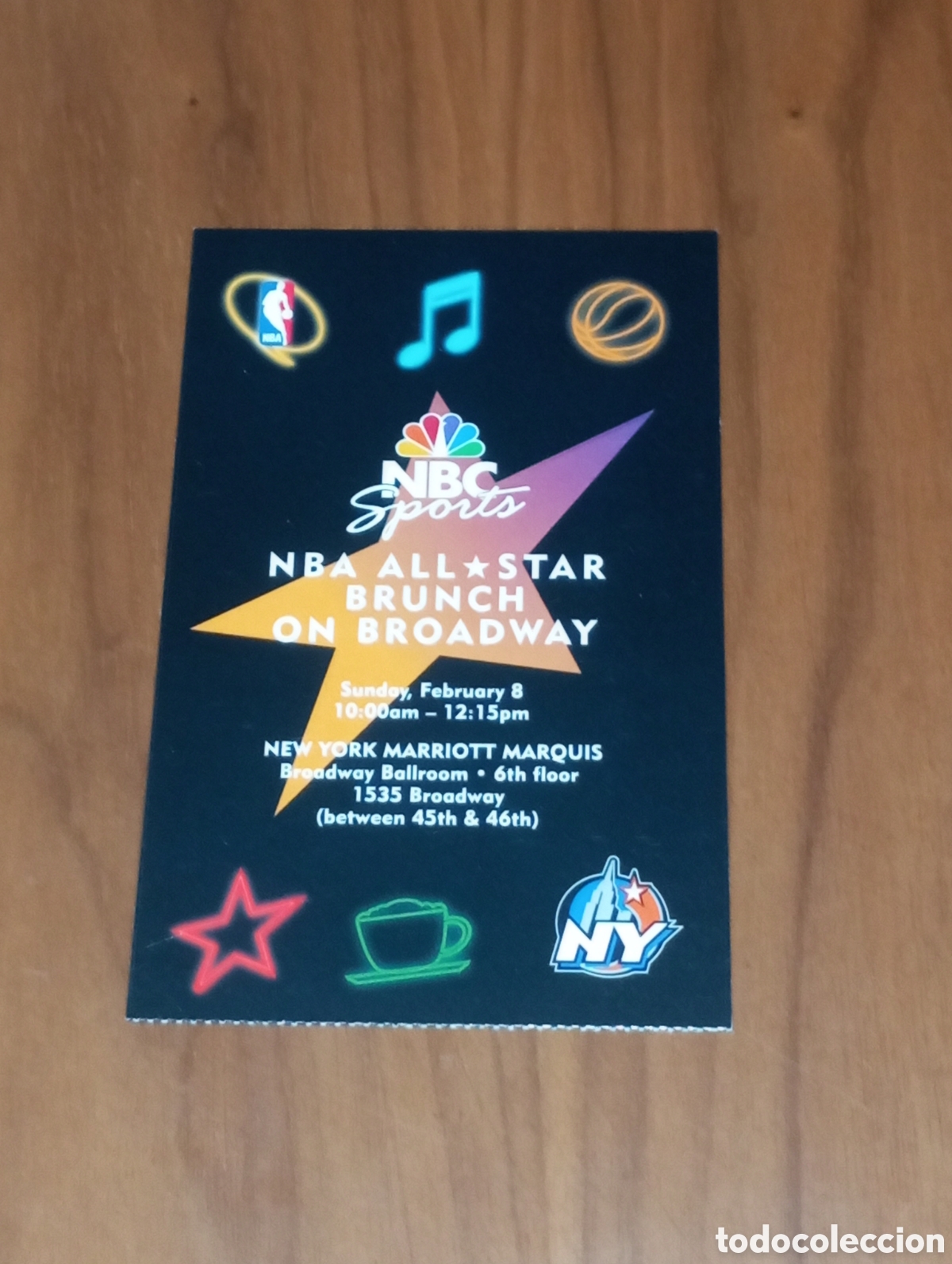 Coleccionismo deportivo: ENTRADA NBA ALL STAR 1998 NEW YORK BRUNCH ON BROADWAY