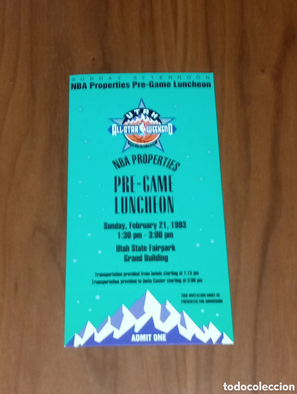 Coleccionismo deportivo: ENTRADA ENTERA NBA ALL STAR 1993 UTAH PRE-GAME LUNCHEON