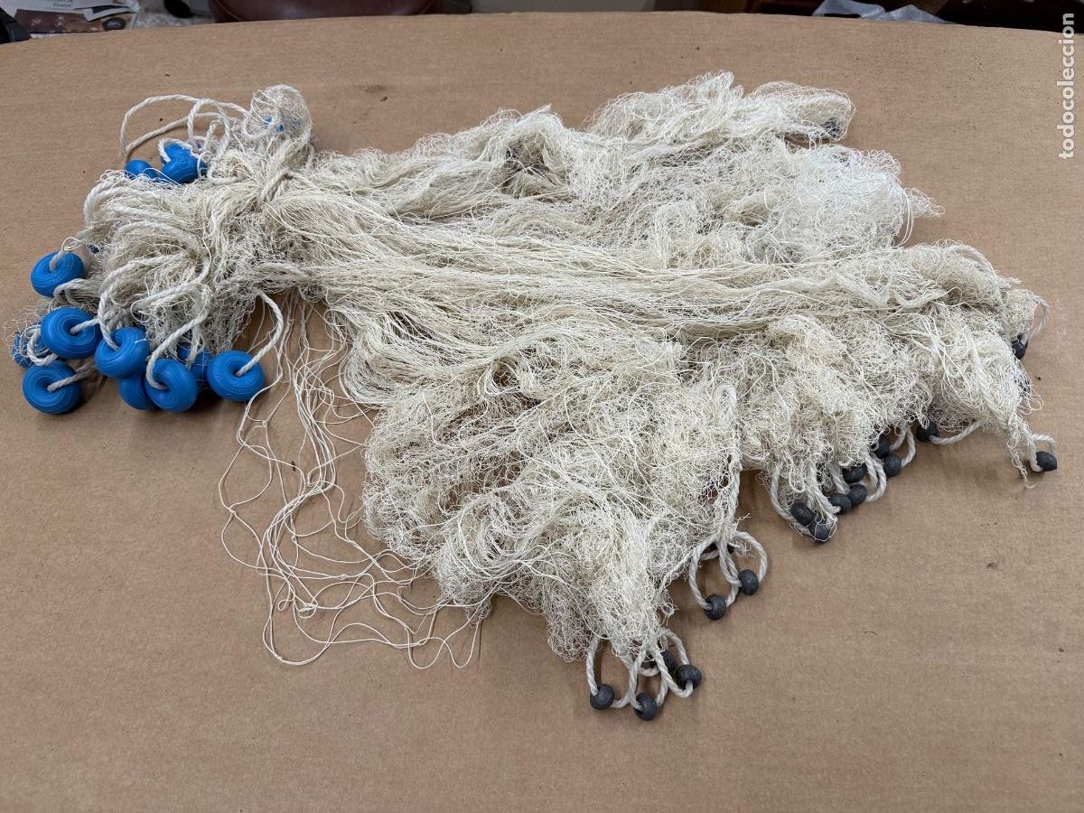 Coleccionismo deportivo: Red de pesca, malla fina, con sus 21 flotadores y plomos. Ideal decoracion o uso