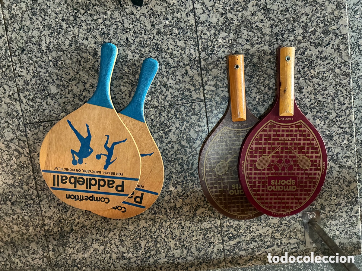 Collectionnisme sportif: Lote de 4 Palas de Playa de Madera Vintage - Parejas Competition Paddleball y Amano Sports Retro