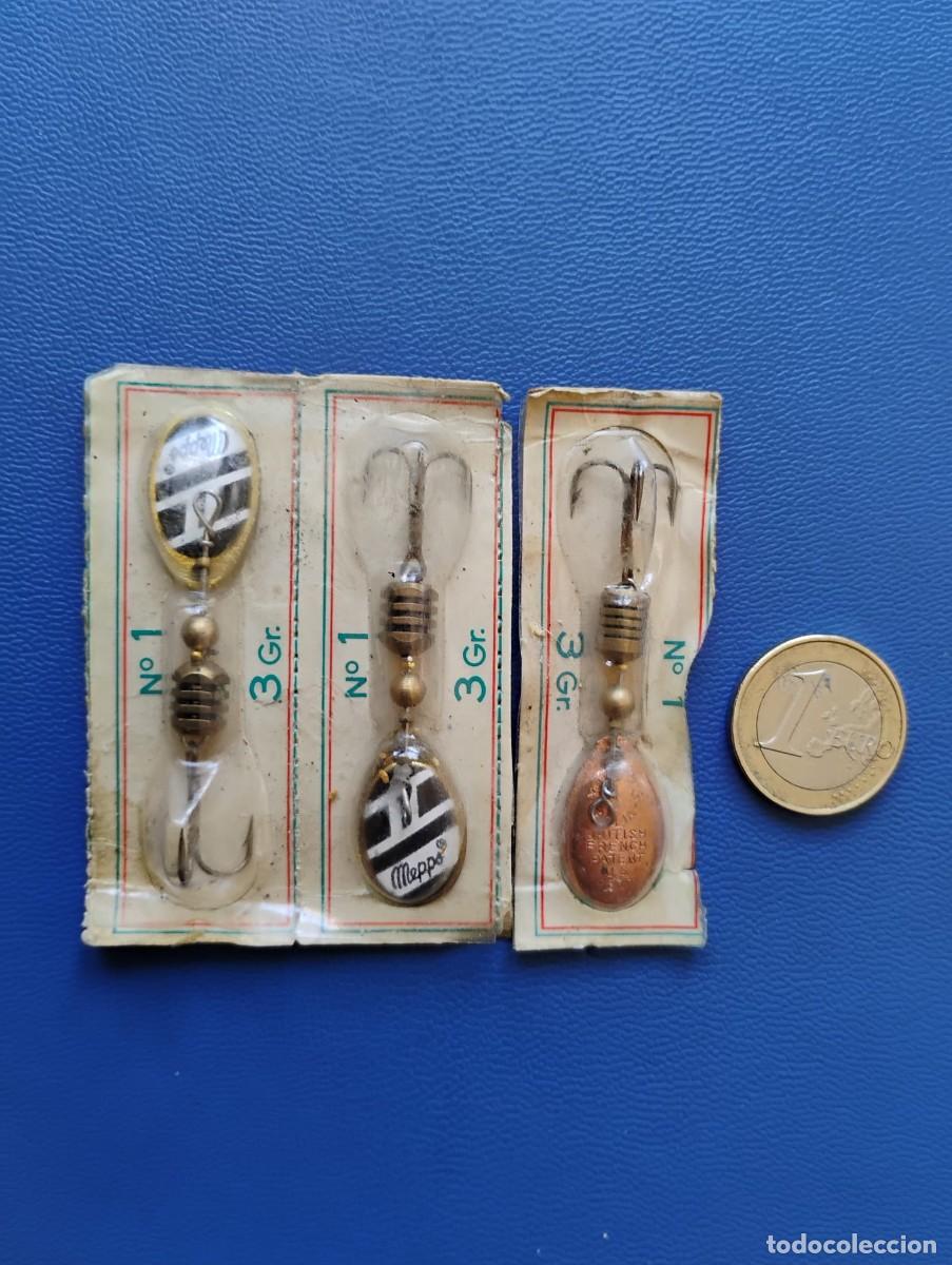 Coleccionismo deportivo: 3 ANTIGUAS CUCHARILLAS DE PESCAR MEPPS - A ESTRENAR