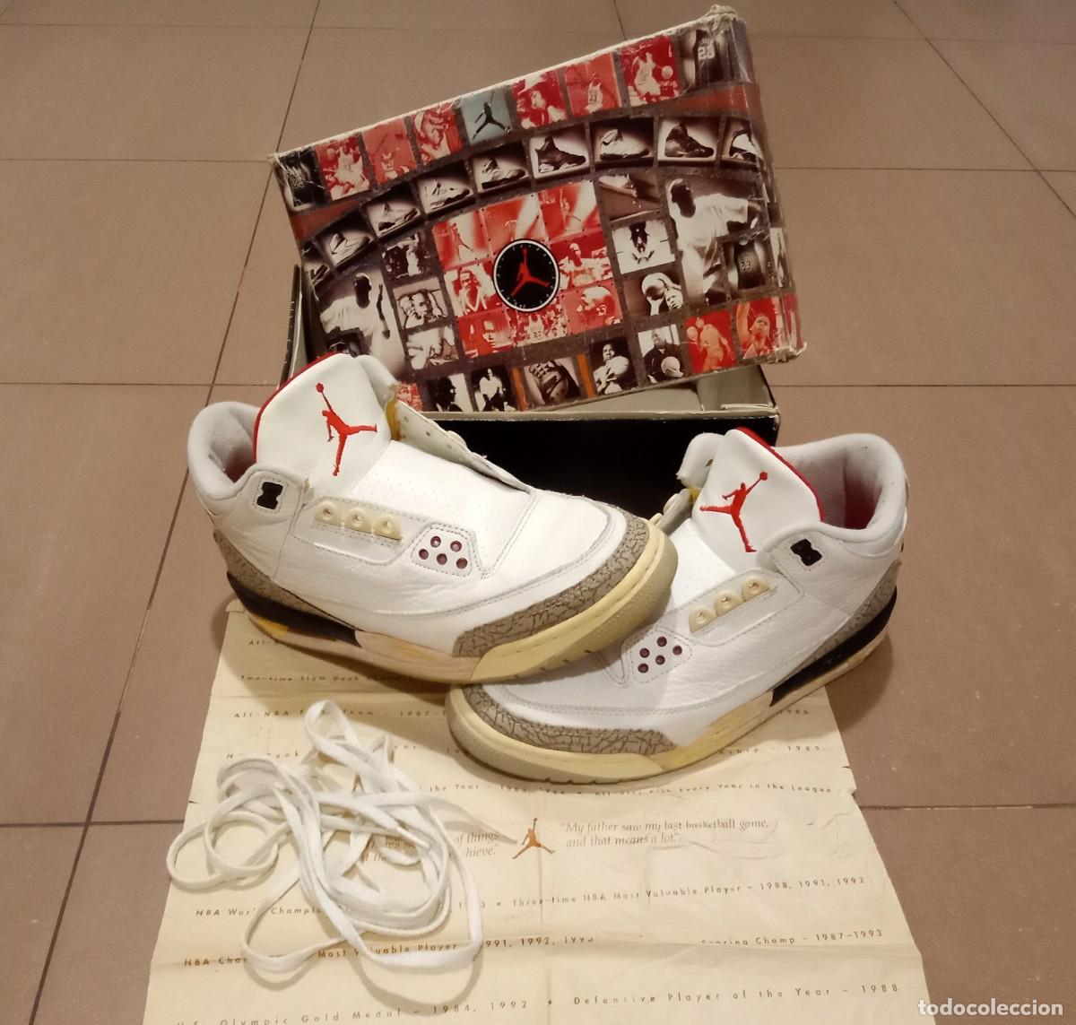 Coleccionismo deportivo: ZAPATILLAS SHOES SNEAKERS NIKE AIR JORDAN 3 III WHITE CEMENT GREY 1994 OG 42 EUR MICHAEL JORDAN NBA